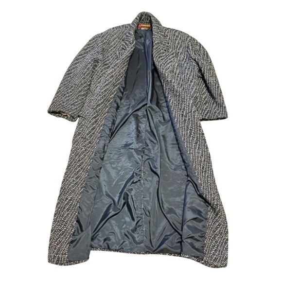 LONG WOOL BLACK OVERCOAT SZ 6 PEABODY HOUSE DOUBLE BREASTED FULLY LINED ROMANIA - Picture 2 of 4